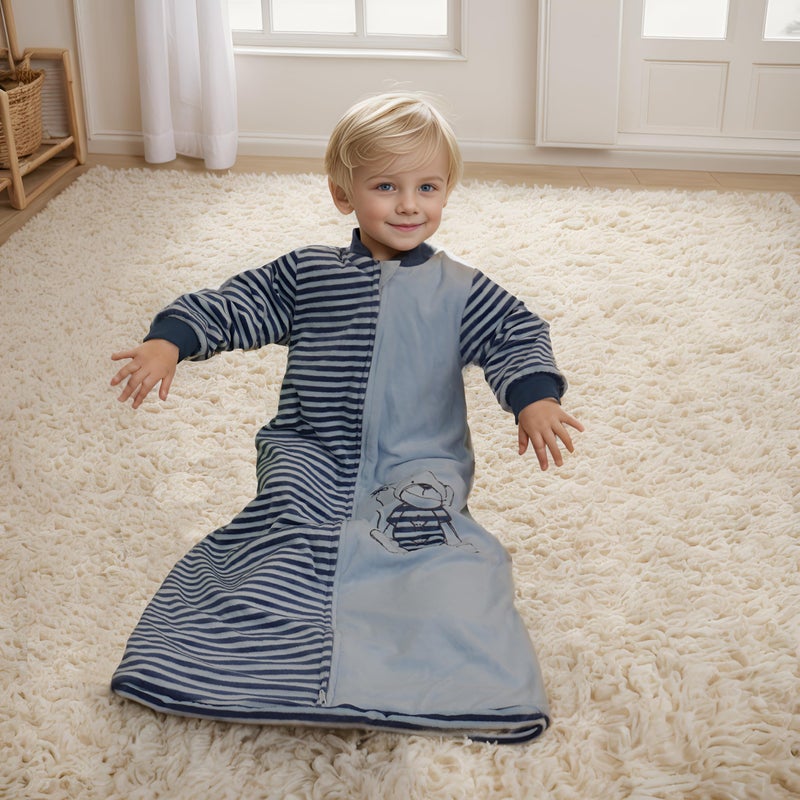 BLOOMSTAR Toddler Sleep Sack Long Sleeves (3-5T), Velvet 1.6-1.8 Tog Wearable Blanket with Arms â€“ Soft, Cozy Baby Sleeping Bag for Spring & Fall, Extra Long for Active Toddlers - Image 2